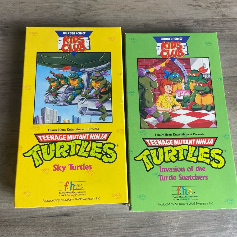 2- 1990 VHS tapes, Burger King Kids‎ Club, Teenage Mutant Ninja Turtles